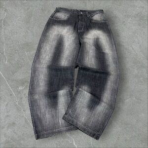 Lot 29 Jeans Mens 36x34 Black Y2K Baggy Wide-Leg Grunge Skater Hip Hop Washed